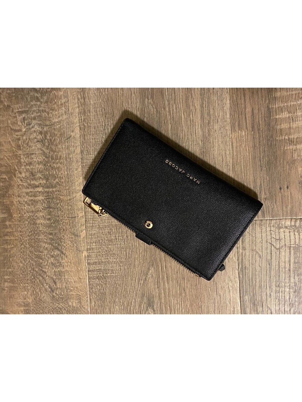 Marc Jacobs Zip Wristlet Phone Clutch Zip Snap Closure Black Leather